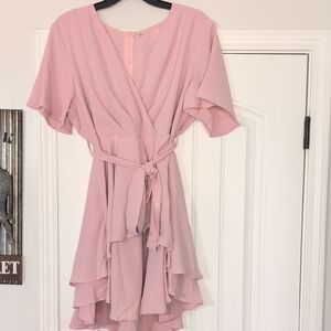 Unk Blush Pink Ruffle Wrap Blouse